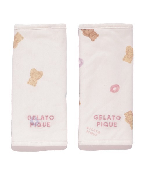 gelato pique(ジェラートピケ)の「【BABY】シリアルベア柄サッキングパッド(抱っこ紐/ベルトカバー/スリング・キッズ・ピンク/オフホワイト・FREE)」の1枚目の写真
