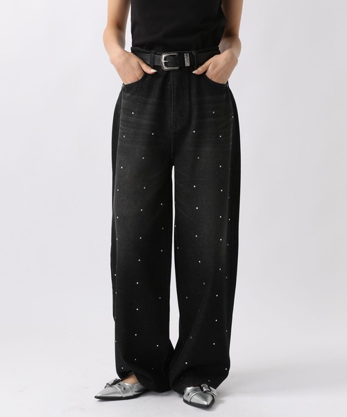 FOREVER 21(フォーエバー トゥエンティーワン)の「【2024SS】ビジューワイドデニム(デニムパンツ・レディース・ブラック/ブルー・SMALL/MEDIUM)」の2枚目の写真