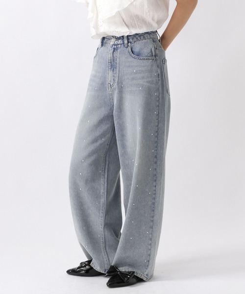 FOREVER 21(フォーエバー トゥエンティーワン)の「【2024SS】ビジューワイドデニム(デニムパンツ・レディース・ブラック/ブルー・SMALL/MEDIUM)」の8枚目の写真