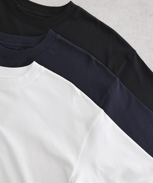 evernavy(エバーネイビー)の「シルケットオーバーサイズTシャツ(Tシャツ/カットソー・レディース・ブラック/オフホワイト/ネイビー・M)」の4枚目の写真