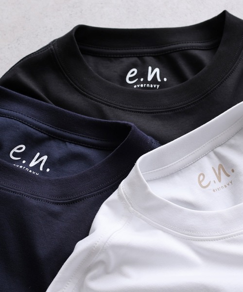 evernavy(エバーネイビー)の「シルケットオーバーサイズTシャツ(Tシャツ/カットソー・レディース・ブラック/オフホワイト/ネイビー・M)」の5枚目の写真