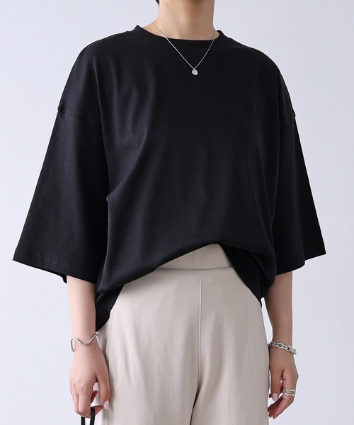 evernavy(エバーネイビー)の「シルケットオーバーサイズTシャツ(Tシャツ/カットソー・レディース・ブラック/オフホワイト/ネイビー・M)」の17枚目の写真
