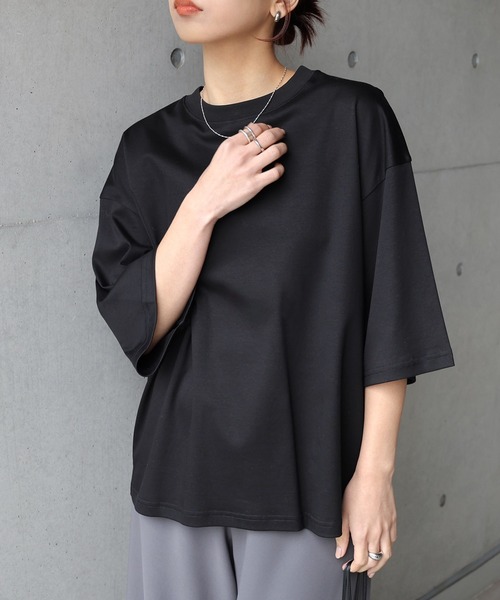 tシャツ シルケットリネンプルオーバー レディース セール】シルケットオーバーサイズTシャツ（Tシャツ/カットソー