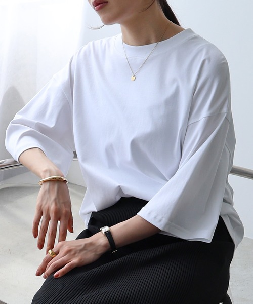 evernavy(エバーネイビー)の「【新サイズ追加】シルケットオーバーサイズTシャツ(Tシャツ/カットソー・レディース・ブラック/オフホワイト/ネイビー・M/S)」の19枚目の写真