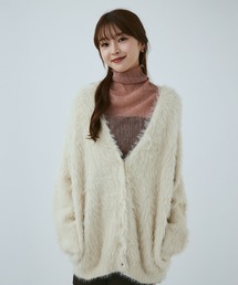 MIEL CRISHUNANT | ふわふわフェザーボリュームVネックロングカーディガン(カーディガン/ボレロ)