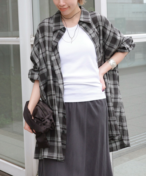 PROVOKE （プロヴォーク）の「【PROVOKE/プロヴォーク】別注Newオーバーサイズチェックシャツ（シャツ/ブラウス・レディース・ブラック・38/36）」の19枚目の写真