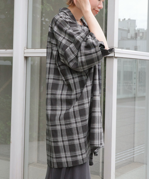 PROVOKE （プロヴォーク）の「【PROVOKE/プロヴォーク】別注Newオーバーサイズチェックシャツ（シャツ/ブラウス・レディース・ブラック・38/36）」の18枚目の写真