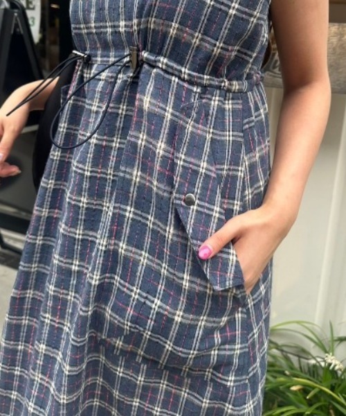 nemne store(ネンネストア)の「低身長サイズあり》ドローコードチェックワンピース(ワンピース・レディース・ネイビー/ブルー・SMALL/MEDIUM)」の11枚目の写真