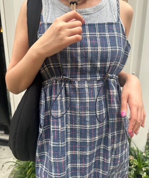 nemne store(ネンネストア)の「低身長サイズあり》ドローコードチェックワンピース(ワンピース・レディース・ネイビー/ブルー・SMALL/MEDIUM)」の8枚目の写真