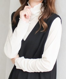 ラメ入りフロッキーメッシュトップス