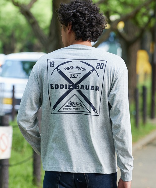 Eddie Bauer（エディーバウアー）の「グラフィック 長袖 Tシャツ（Tシャツ/カットソー・メンズ・ホワイト/グレー/ブラック/キャメル/グリーン・S/M/L/XL/XXL）」の4枚目の写真