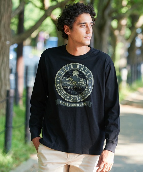 Eddie Bauer（エディーバウアー）の「グラフィック 長袖 Tシャツ（Tシャツ/カットソー・メンズ・ホワイト/グレー/ブラック/キャメル/グリーン・S/M/L/XL/XXL）」の3枚目の写真