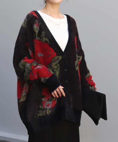 花柄ニットカーディガン（カーディガン/ボレロ）｜HUG.U（ハグユー）の