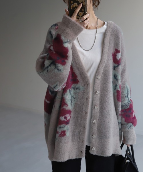 花柄ニットカーディガン（カーディガン/ボレロ）｜HUG.U（ハグユー）の