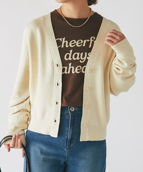 un dix cors（アンディコール）の「《オンオフ兼用・さらさら生地》コクーンカーディガン（カーディガン/ボレロ・レディース・アイボリー/ネイビー/ブラウン/ピンク・FREE）」の6枚目の写真