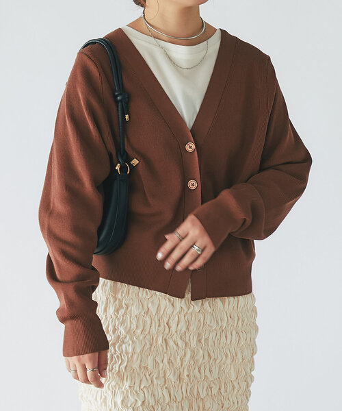 un dix cors（アンディコール）の「《オンオフ兼用・さらさら生地》コクーンカーディガン（カーディガン/ボレロ・レディース・アイボリー/ネイビー/ブラウン/ピンク・FREE）」の16枚目の写真