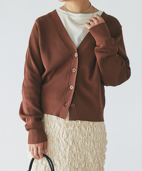 un dix cors（アンディコール）の「《オンオフ兼用・さらさら生地》コクーンカーディガン（カーディガン/ボレロ・レディース・アイボリー/ネイビー/ブラウン/ピンク・FREE）」の17枚目の写真