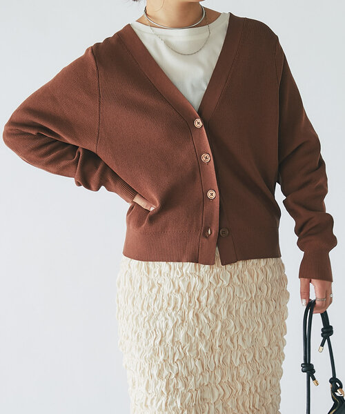 un dix cors（アンディコール）の「《オンオフ兼用・さらさら生地》コクーンカーディガン（カーディガン/ボレロ・レディース・アイボリー/ネイビー/ブラウン/ピンク・FREE）」の20枚目の写真