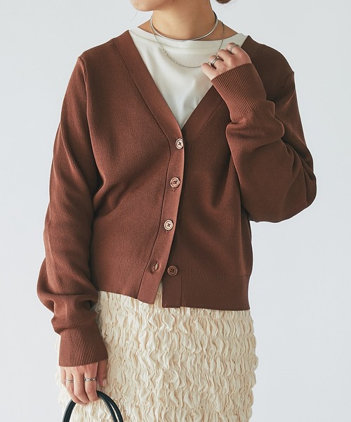 un dix cors（アンディコール）の「《オンオフ兼用・さらさら生地》コクーンカーディガン（カーディガン/ボレロ・レディース・アイボリー/ネイビー/ブラウン/ピンク・FREE）」の2枚目の写真