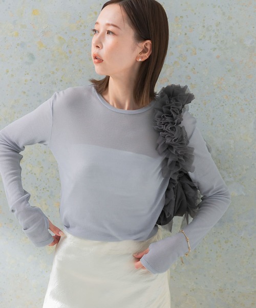 URBAN RESEARCH ROSSO WOMEN（アーバンリサーチ　ロッソ）の「シアーテレコカットソー（Tシャツ/カットソー・レディース・ピンク/ライトグレー/ホワイト/ブラック・FREE）」の3枚目の写真