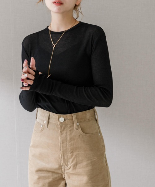 URBAN RESEARCH ROSSO WOMEN（アーバンリサーチ　ロッソ）の「シアーテレコカットソー（Tシャツ/カットソー・レディース・ピンク/ライトグレー/ホワイト/ブラック・FREE）」の20枚目の写真