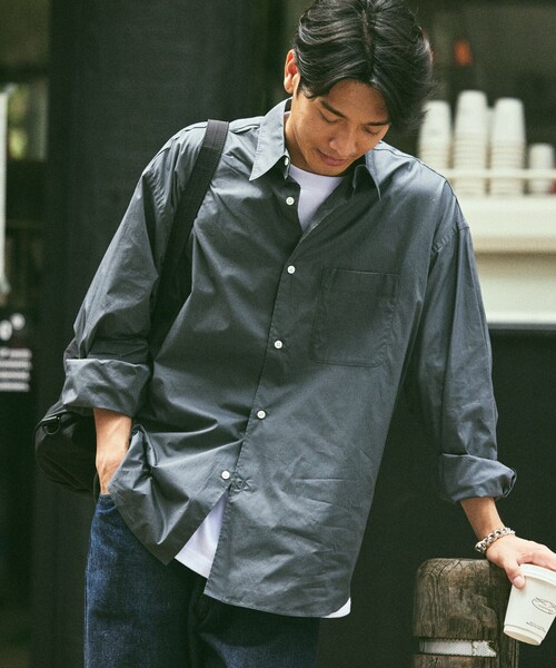 FREAK'S STORE（フリークスストア）の「限定展開 Relax Fit リラックスフィット レギュラーカラーシャツ（シャツ/ブラウス・メンズ・オリーブ/ブラック/サックスブルー/ライトグレー/キャメル/ホワイト/ブルー/オフホワイト/チャコールグレー・LARGE/MEDIUM/SMALL）」の20枚目の写真