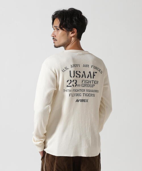 AVIREX（アヴィレックス）の「LONGSLEEVE T-SHIRT WAFFLE FLYING TIGERS / 長袖Tシャツ ワッフル フライングタイガース / AVIREX / アヴィレックス（Tシャツ/カットソー・メンズ・オリーブ系3/ナチュラル/ブラック/その他17・2XL/L/M/XL）」の3枚目の写真