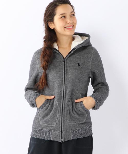 coen（コーエン）の「裏ボアジップパーカー（パーカー・レディース・ホワイト/グレー/ベージュ/ロイヤルブルー/ネイビー・LARGE/MEDIUM）」の4枚目の写真