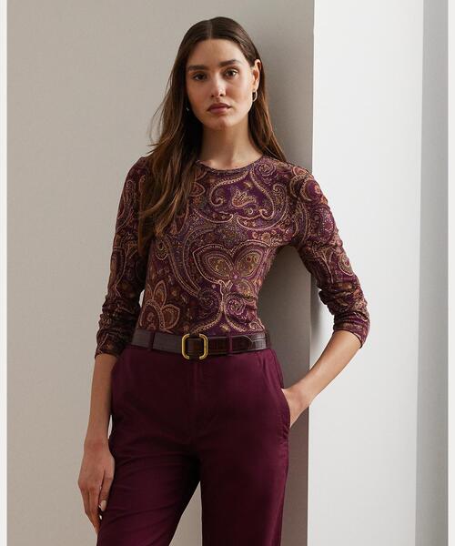 【セール】ペイズリー ストレッチ コットン ロングスリーブ Tシャツ（Tシャツ/カットソー）｜LAUREN RALPH LAUREN（ローレン ラルフ ローレン）