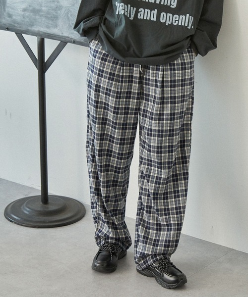 MONO-MART LADY'S（モノマートレディース）の「チェック柄 イージーパンツ（その他パンツ・レディース・ネイビー系2/ネイビー系1/ブラック系・S/M）」の2枚目の写真