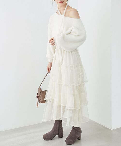 MAJESTIC LEGON(マジェスティックレゴン)の「エアリーイレヘムティアードスカート(スカート・レディース・アイボリー/ブラック/ホワイト系その他2/ブラウン系その他2/オフホワイト/ブラック系その他・MEDIUM/SMALL/X-SMALL)」の16枚目の写真