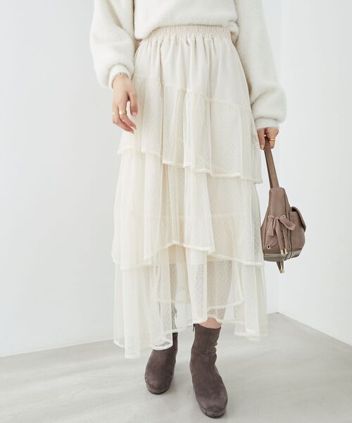 MAJESTIC LEGON(マジェスティックレゴン)の「エアリーイレヘムティアードスカート(スカート・レディース・アイボリー/ブラック/ホワイト系その他2/ブラウン系その他2/オフホワイト/ブラック系その他・MEDIUM/SMALL/X-SMALL)」の17枚目の写真