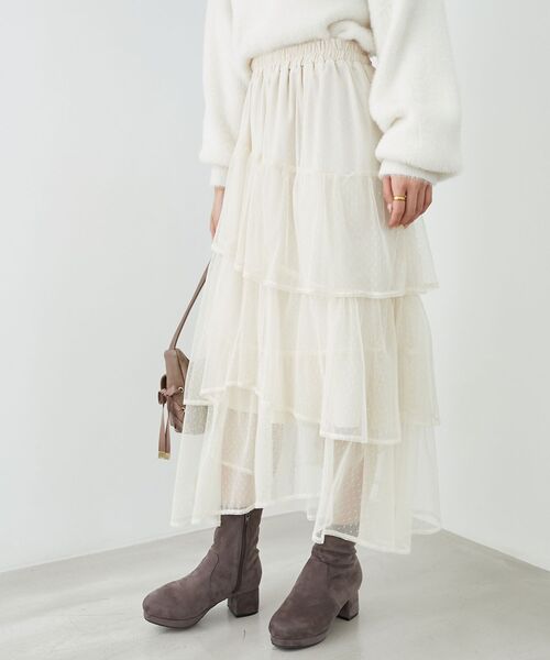 MAJESTIC LEGON(マジェスティックレゴン)の「エアリーイレヘムティアードスカート(スカート・レディース・アイボリー/ブラック/ホワイト系その他2/ブラウン系その他2/オフホワイト/ブラック系その他・MEDIUM/SMALL/X-SMALL)」の18枚目の写真