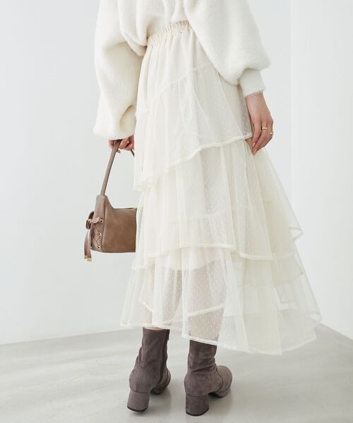 MAJESTIC LEGON(マジェスティックレゴン)の「エアリーイレヘムティアードスカート(スカート・レディース・アイボリー/ブラック/ホワイト系その他2/ブラウン系その他2/オフホワイト/ブラック系その他・MEDIUM/SMALL/X-SMALL)」の19枚目の写真