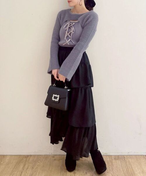 MAJESTIC LEGON(マジェスティックレゴン)の「エアリーイレヘムティアードスカート(スカート・レディース・アイボリー/ブラック/ホワイト系その他2/ブラウン系その他2/オフホワイト/ブラック系その他・MEDIUM/SMALL/X-SMALL)」の22枚目の写真