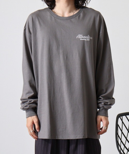 MODISH GAZE(モディシュガゼ)の「MODISH GAZE 6.0オンス スモーキングガール 線画イラストロンT 長袖(Tシャツ/カットソー・メンズ・ブラック/チャコール/ホワイト/アッシュ・M/L/XL/S)」の13枚目の写真