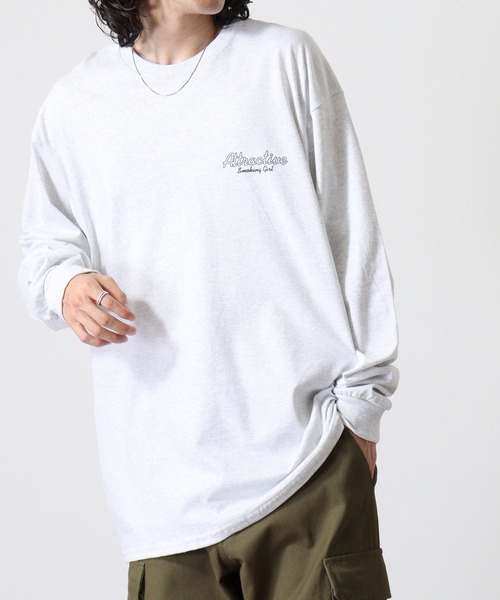 MODISH GAZE(モディシュガゼ)の「MODISH GAZE 6.0オンス スモーキングガール 線画イラストロンT 長袖(Tシャツ/カットソー・メンズ・ブラック/チャコール/ホワイト/アッシュ・M/L/XL/S)」の18枚目の写真