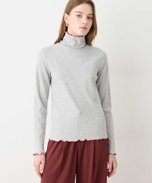 LE SOUK HOLIDAY(ルスークホリデー)の「【BEAUTYLUX】メローハイネックプルオーバー【新色追加・12色展開】(Tシャツ/カットソー・レディース・アイボリー/ブラック/グレー/オフホワイト/チャコールグレー/モカ/イエロー/パープル/ネイビー/ライトグレー/レッド/グリーン/ダークブラウン/マスタード/オレンジ/サックスブルー・L/M)」の5枚目の写真