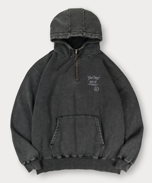 BEN DAVIS(ベンデイビス)の「【BENDAVIS/ベンデイビス】PEACE FADED HOODIE/パウダーブリーチ加工 ハイネック ハーフジップフーディー バックプリント プルパーカー オーバーサイズ 裏起毛(パーカー・メンズ・ブラック/カーキ/ネイビー・M/L/XL)」の16枚目の写真