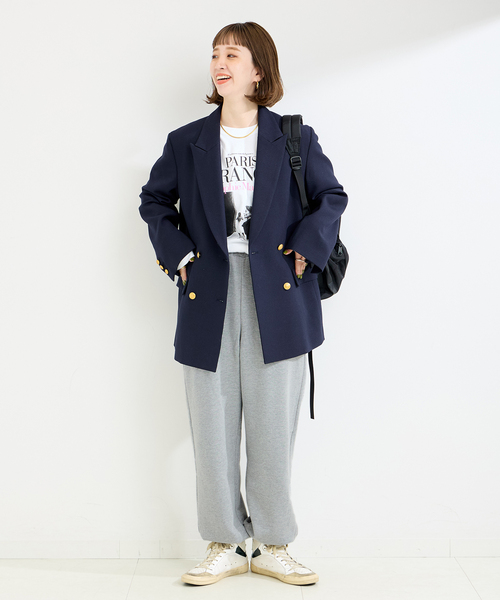 B.C STOCK（ベーセーストック）の「裏毛フォルミックパンツ（スウェットパンツ・レディース・ネイビー/ライトグレー/アイボリー・FREE）」の5枚目の写真