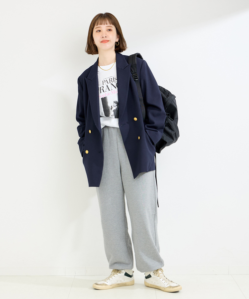 B.C STOCK（ベーセーストック）の「裏毛フォルミックパンツ（スウェットパンツ・レディース・ネイビー/ライトグレー/アイボリー・FREE）」の6枚目の写真