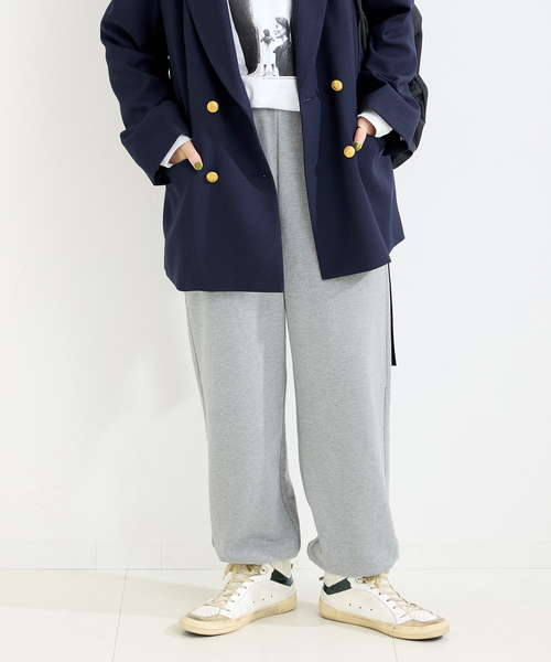 B.C STOCK（ベーセーストック）の「裏毛フォルミックパンツ（スウェットパンツ・レディース・ネイビー/ライトグレー/アイボリー・FREE）」の9枚目の写真