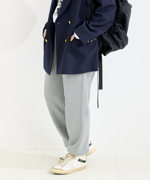 B.C STOCK（ベーセーストック）の「裏毛フォルミックパンツ（スウェットパンツ・レディース・ネイビー/ライトグレー/アイボリー・FREE）」の10枚目の写真