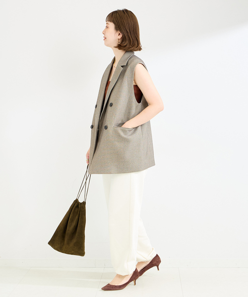 B.C STOCK（ベーセーストック）の「裏毛フォルミックパンツ（スウェットパンツ・レディース・ネイビー/ライトグレー/アイボリー・FREE）」の14枚目の写真
