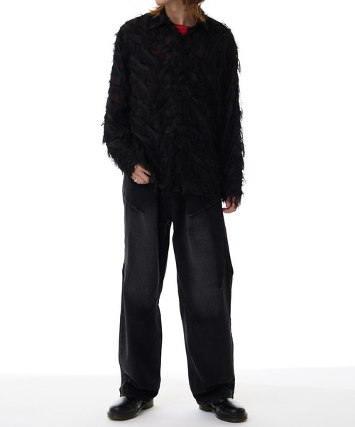 ROOPTOKYO(ループトウキョウ)の「フェザー デザイン シアーシャツ(シャツ/ブラウス・メンズ・ブラック/ホワイト・M/L/XL)」の18枚目の写真