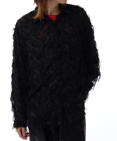 ROOPTOKYO(ループトウキョウ)の「フェザー デザイン シアーシャツ(シャツ/ブラウス・メンズ・ブラック/ホワイト・M/L/XL)」の14枚目の写真