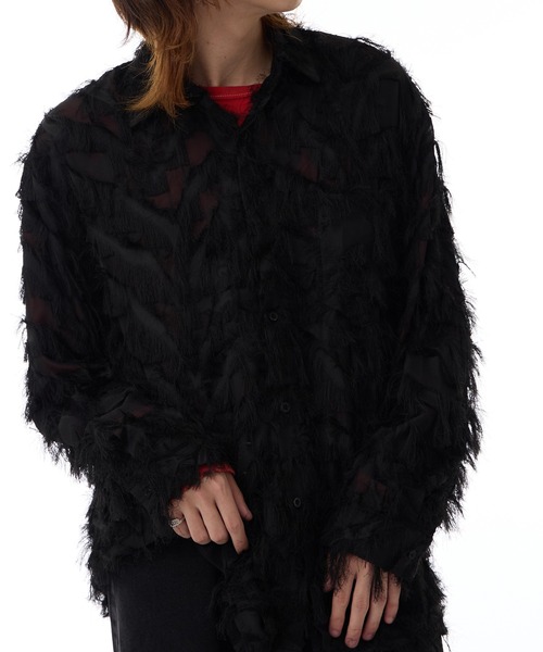 ROOPTOKYO(ループトウキョウ)の「フェザー デザイン シアーシャツ(シャツ/ブラウス・メンズ・ブラック/ホワイト・M/L/XL)」の15枚目の写真