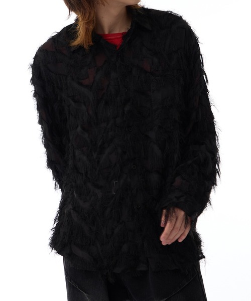 ROOPTOKYO(ループトウキョウ)の「フェザー デザイン シアーシャツ(シャツ/ブラウス・メンズ・ブラック/ホワイト・M/L/XL)」の16枚目の写真