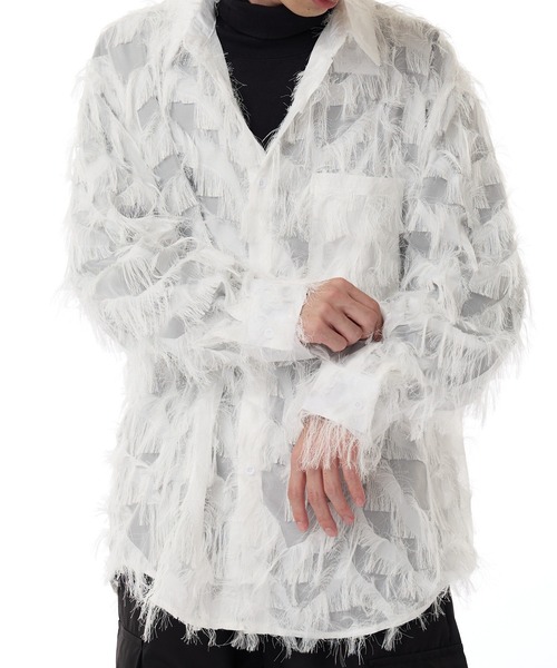 ROOPTOKYO(ループトウキョウ)の「フェザー デザイン シアーシャツ(シャツ/ブラウス・メンズ・ブラック/ホワイト・M/L/XL)」の8枚目の写真