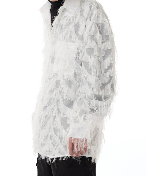 ROOPTOKYO(ループトウキョウ)の「フェザー デザイン シアーシャツ(シャツ/ブラウス・メンズ・ブラック/ホワイト・M/L/XL)」の9枚目の写真